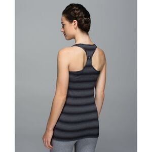Lululemon Cool Raceback Tank Capilano Stripe Gray Black Stretchy Casual Gym Yoga